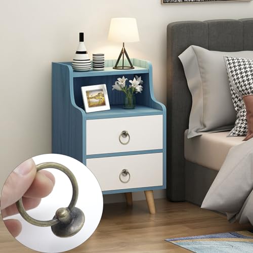 12pcs Bronze Round Ring Cabinet Drawer Pulls, Zinc Alloy Dresser Handles, Single Hole Drawer Knobs - color: 12pcs Bronze