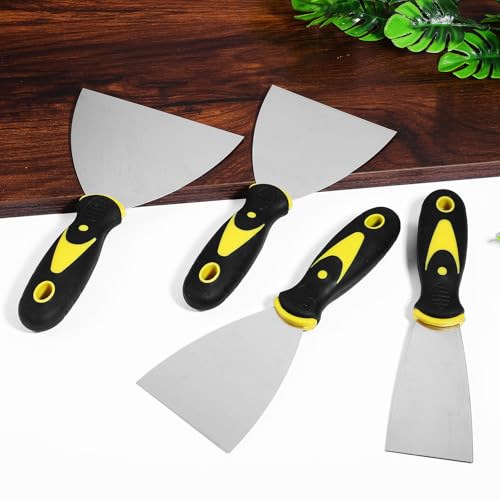 8pcs Stainless Steel Palette Spatula Set for Wall and Drywall Scraping, Putty Knife Tools with Handle, 2 to 5 Inch Sizes for Paint, Spackling, and Scratch Removal