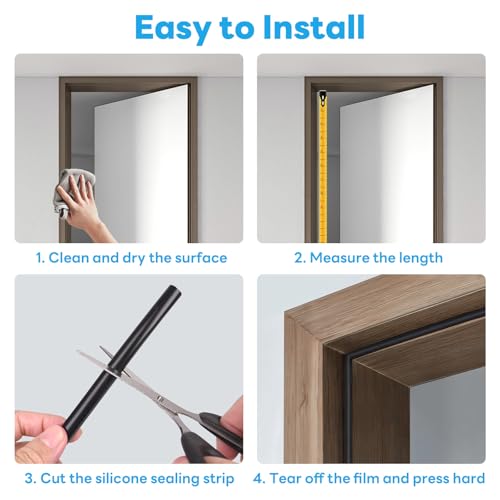 Weather Stripping Door Seal, Self Adhesive Weather Strip Silicone D Shaped Seal Strip for Door Frame and Window Seal, Suitable for Gap from 4mm to 8mm(Size:20Ft, 3/8" W×5/16" T, Black) - size: M (3/8"W × 5/16“T) 20Ft