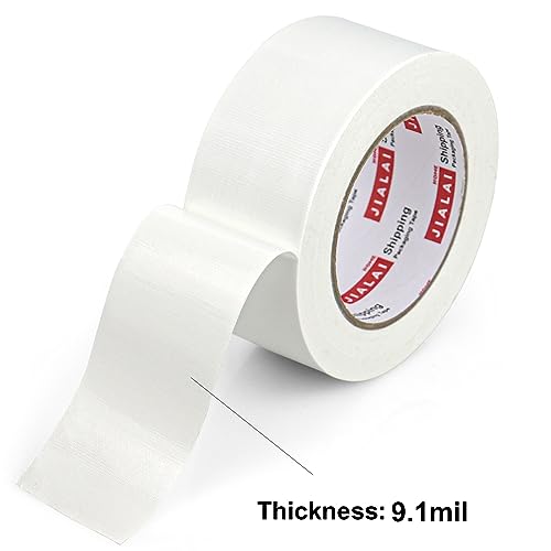 JIALAI HOME White Duct Tape Heavy Duty, 12 Roll Multi Pack, 30 Yards x 2 Inch, 9 Mil Strong, Flexible, Waterproof and Tear by Hand - for Home Use, Do-It-Yourself Projects and Repairs - color: White