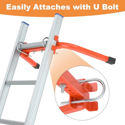 Mr Ironstone Extension Ladder Stabilizer for Roof Gutter&Wall, Sturdy Ladder Standoff Stabilizer with Non-Slip Rubber, Ladder Accessories Ladder Stand Off with U Bolt, Weight Capacity Up to 500LBS