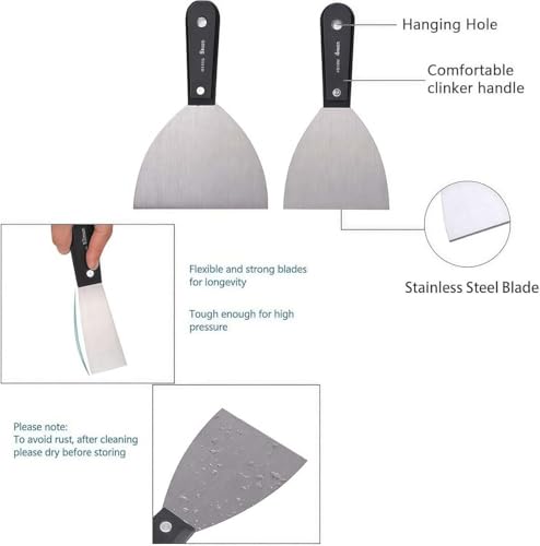 4 PCS Stainless Steel Putty Knife Set, Multi-Size Spackling Tools For Wall Repair And Surface Preparation