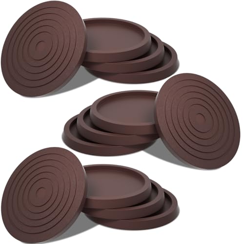 12Pcs 2.5in Furniture Coasters Non-Slip Bed Leg Pads Round Rubber Anti Sliding Caster Cups for Hardwood Floors Brown - size: 2.5in Brown 12Pcs