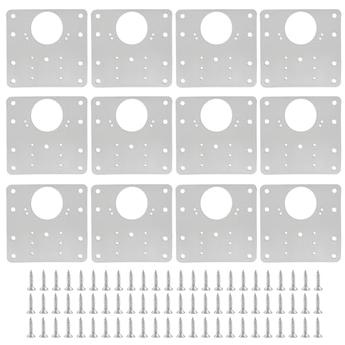 12 PCS Stable Cabinet Hinge Repair Plate Kit, Stainless Steel Brackets Mounting Screws, Protective Repair Board for Kitchen Cabinet, Cupboard Doors and Furniture
