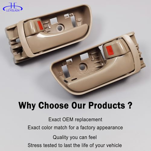 2Pcs Inside Interior Door Handles for Toyota Sienna 2004-2010, Front Left & Right Replaces 69206-AE010-E1,69205-AE010,Beige - color: Beige