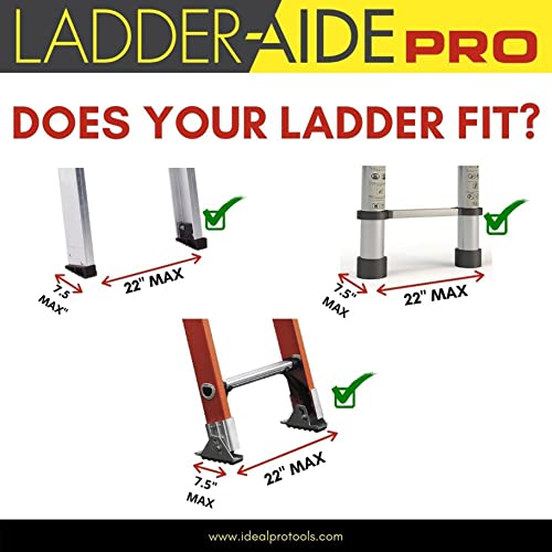 Ideal Security Foldable Ladder-Aide PRO: Fits Steps 4.921" to 7.875" High, Ladder Extender, Accessories, Stabilizer, Leveler for Single and Extension Ladders - style: Ladder-Aide PRO
