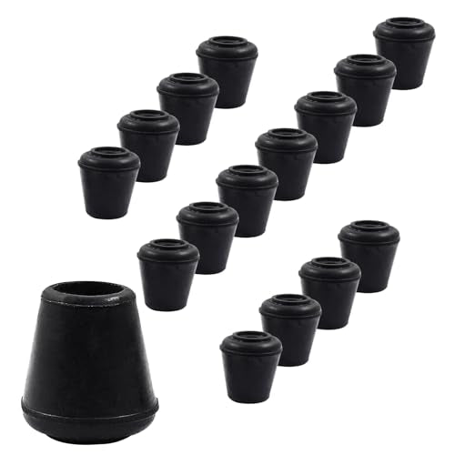 16pcs 1/2 Inch Round Chair Leg Tips Caps, Non-Slip Rubber Chair Leg Floor Protectors, Black Furniture Leg Caps Fit for 0.43"-0.47" (11mm-12mm) Diameter Round Feet - size: 1/2 Inch-Black