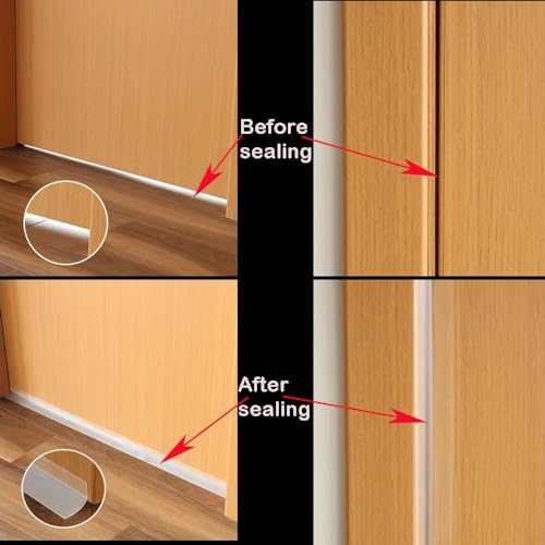 Window Sealing Strip, Self Adhesive Weather Stripping 35mm Width, Silicone Door Bottom Seal Strip Tape for Gaps of House Glass Shower Window and Door Weatherproof Soundproof, Transparent (10M/33ft) - size: 10M/33ft 35mm Transparent