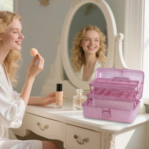3-Tier Stackable Storage Organizer Box | Portable Multi-Use Tackle Box for Art Supplies, Makeup & Sewing Kits | Durable Design w/Adjustable Compartments (Pink&Red) - size: Large Pink&Red