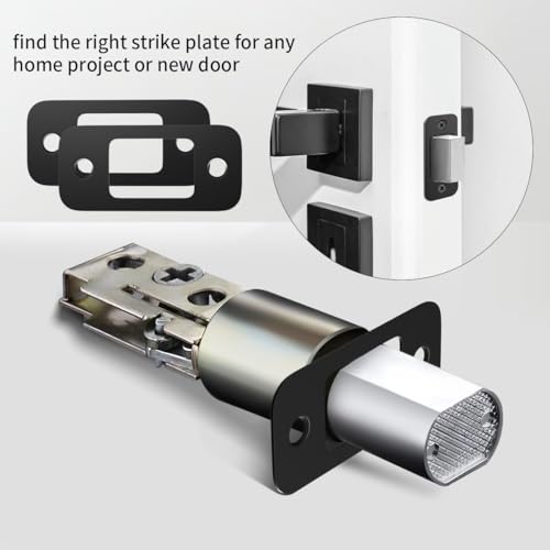 2 Pack Deadbolt Strike Plate Door Backplate, 1" x 2 1/4" Round Corner Deadbolt Strike Plate, Door Strike Plate (Matte Black)
