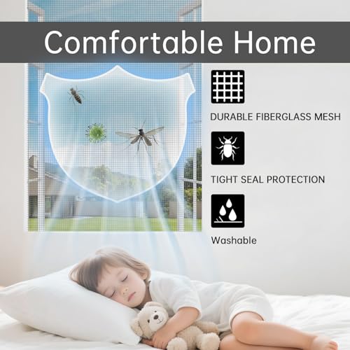 Window Screen Door Repair Kit,Include 47"×118" Black Screen Mesh+ 2 Steel/Nylon Roller+32Ft Spline+8 Clips+Hook+Non-Slip Gloves,7 in 1 Window Mesh Kit for Windows Doors Patio and Porch Replacement - size: 47"×118" Mesh+Tool
