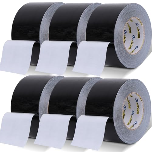 Oleitodh 6 Pack 3 in Duct Tape Black Heavy Duty 330 Yards x 3 Inch - Strong, Flexible,No Residue,All-Weather and Tear by Hand - Bulk Value for Do-It-Yourself Repairs and Professional Use - color: Black, size: 3inch x 330 yards
