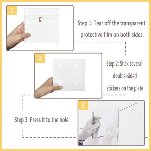 8 Pcs Ceiling Cover Plate, Screwless Wall Hole Cover, Plastic Flat Blank Wall Plate 5.91" with 50 Double-Sided Adhesive Stickers (Square) - style: Square