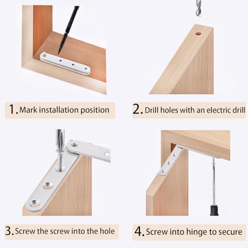 4 Piece Stainless Steel 360 Degree Rotating Concealed Hinges, Door Pivot Hinges Stainless Steel Drawer Window Door Fittings for Door Cabinets Cabinet (Small) - size: Small
