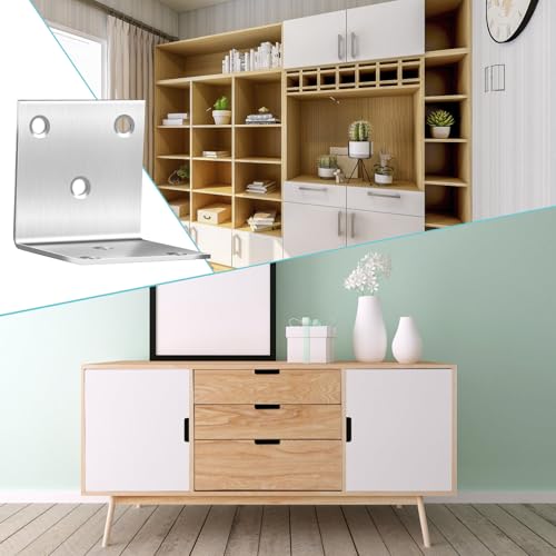 20 Pcs Metal Corner Braces, 2 Inch 90° L Brackets with Screws, Stainless Steel Angle Bracket, L Shape Bracket, Heavy Duty Corner Brace for Wood Furniture Bookshelf Bed Chair(Sliver)