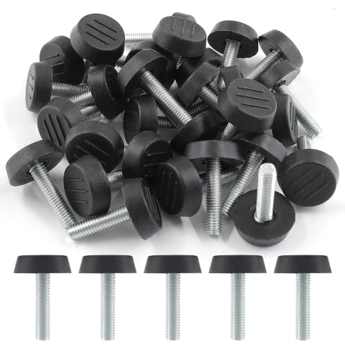 Zorfeter 30 Pcs Screw in Threaded Furniture Adjustable Levelers, M6 Leveling Feet Patio Furniture Glide Leveling Feet for Table, Chair, Furniture Legs (M6 x 25mm) - size: M6 x 25mm