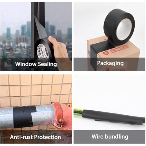 3-Pack Duct Tape Heavy Duty Black Waterproof, 66 Yards x 1.88 Inch Total Strong Adhesive Duct Tape No Residue Bulk for Home Use, DIY, Projects, Outdoor Repairs Tear by Hand - color: Black