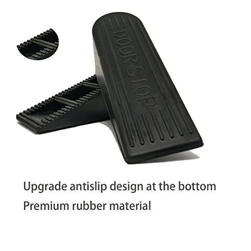 Large Rubber Door Stopper 2 Packs Heavy Duty Wedge Sturdy and Stackable Door Stop, Fit for Gaps up to 2.0 Inches ,Non-Scratching Doorstops Special for Home Office School Heavy Door (Black)
