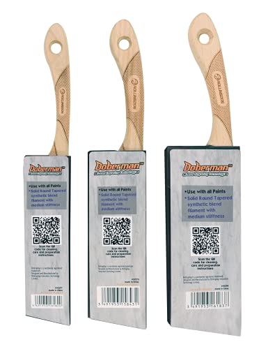 ROLLINGDOG Angled Paint Brush - Trim Brush with Ergonomic Wood Handle for Wall, Furniture, Cutting in Painting,3PC(1.5",2",2.5") - color: Medium Bristles(pack of 3)