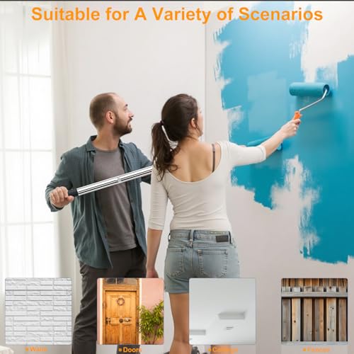 Leshein Paint Roller Kit with Extension Pole, Paint Brushes Set for Walls, Painting Supplies for Home Interior with Paint Brush, Paint Rollers, Paint Tray, Paint Tray Liner, Scraper etc.