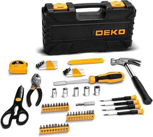 62-Piece Household Tool Set:Small Basic Home Tool Kit with Plastic Toolbox, Hand Tools with Storage Case DEKOPRO