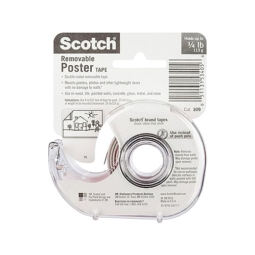3M 109 Wallsaver Removable Mounting Tape - two pack (2 pack, white)