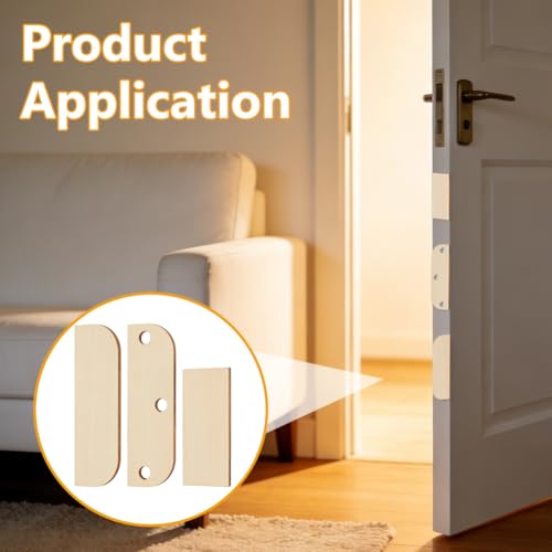 BENECREAT 24pcs Multiple Size Door Edge Filler Plates, Blanched Almond Wood Self-Adhesive Repair Plates for Cabinet Hinges and Exterior Door Lock Holes