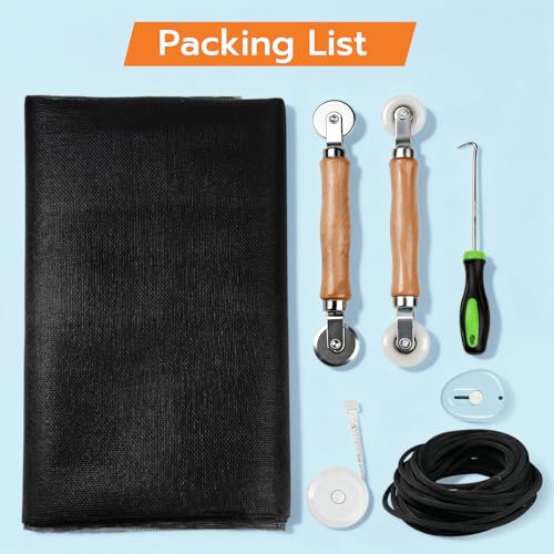 Window Screen Repair Kit, 59"x106" Fiberglass Window Screens for House Windows, Washable Screen Replacement with Rolling Tool Spline Cutter Tape Measure for Windows Patio or Sliding Screen Door - size: 59" x 106"