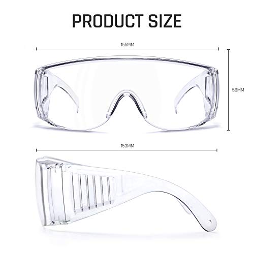 Safety glasses Industrial Goggles with Anti-fog Lens, Clear Safety glasses with Anti-Scratch Lens Goggles Inside Eyeglasses(Transparent) - color: Transparent Frame