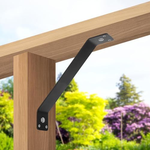 Angle Brackets 4 Pcs 11.2" Inside Mount 45-Degree Angle Corner Braces Inside Joint for Wood Post and Beam Desk Edge Box Pergola Gazebo DIY Kit - size: 11-1/8'' x 1-1/2''