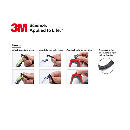 3M Safety Glasses, Solus 1000 Series, ANSI Z87, Scotchgard Anti-Fog, Clear Lens, Green/Black Frame, Removable Foam Gasket and Strap - size: Single, style: Clear Lens, Green/Black Frame With Gasket