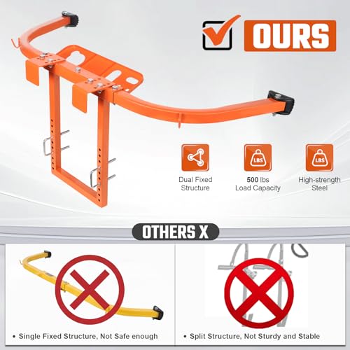 Ladder Stabilizer with Tool Tray & Hook, Heavy Duty Steel Extension Ladder Stabilizer for Roof Gutter/Wall, Stable Ladder Standoff with Wing Span and Non-Slip Rubber Feet, Ladder Accessories