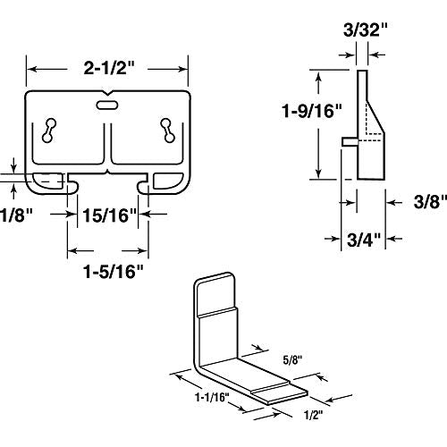 Slide-Co 22625 3/32 In. x 1-9/32 In., Yellow Drawer Guide Kit (Single Pack)