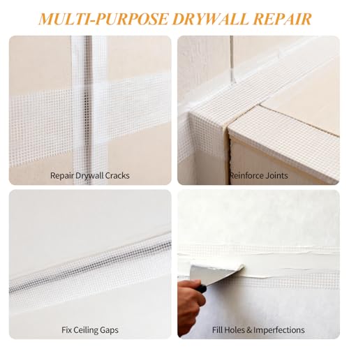 Drywall Joint Tape, 4 Inch x 100 Ft Self Adhesive Drywall Tape, Wall Patch Repair Roll, Fiberglass Mesh Tape for Drywall Repair, Wall Cracks and Ceiling Gaps - style: 4 Inch x 100 Ft