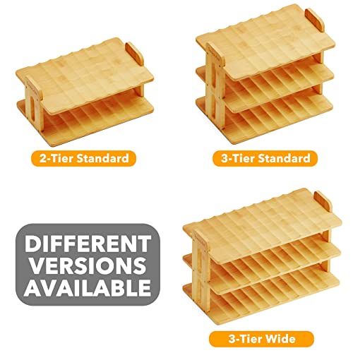 SpaceAid Bamboo Water Bottle Organizer with Labels, Kitchen Pantry Water Bottle Storage Rack for Cabinets, Home Cup and Wine Bottle Holder Shelf Organizers, (2-Tier, Hold 6 Bottles) - size: 2-Tier, 6 Bottles