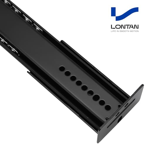 LONTAN 5 Pcs Black Center Mount Drawer Slides 16 Inch - Bottom Centered Drawer Mount 3/4 Extension Heavy Duty Drawer Glides for Cabinets, Dressers, and Furniture – Smooth and Quiet Operation - size: 16 Inch