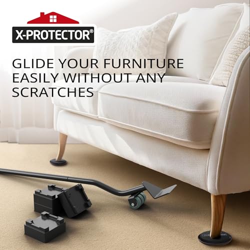 X-Protector Furniture Sliders for Carpet & Furniture Lifter Tool Set - 4 PCS 3 1/2" Sliders for Furniture with Foldable Furniture Jack. Move Your Furniture Easily with Furniture Movers for Carpets! - size: Lifter + 4 PCS 3.5"