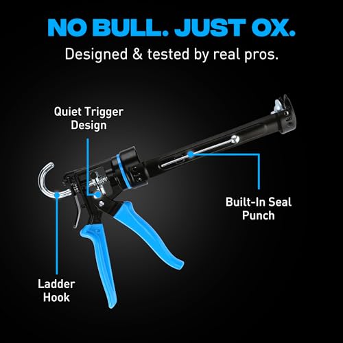 OX Pro 10 oz Heavy Duty Caulking Gun 12:1 Thrust Ratio - 10 oz Caulk Gun Manual Dispenser Sealant Adhesive - Pistola De Caulking - size: 10-ounce