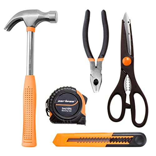 CARTMAN Home Tool Set Kit, Basic Household Hand Tools with Storage Case Light Orange - color: Light Orange