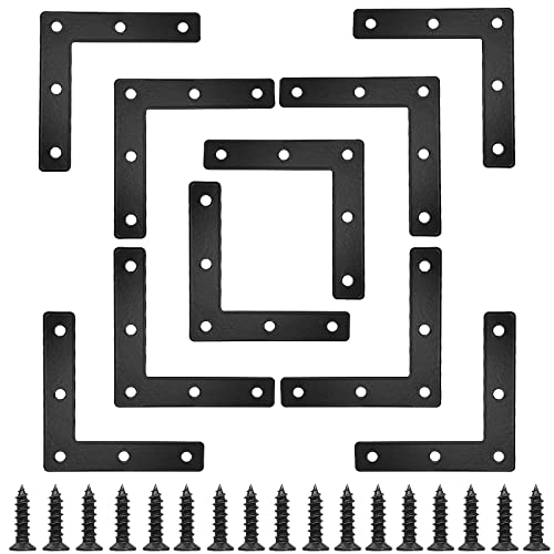 Waziaqoc 10pcs Flat L Corner Braces (80x80mm/3.15"x3.15"), Stainless Steel Corner Brackets Joint Right Angle Bracket Furniture Flat Repair Mending Plates with Screws for Wood - size: 10pcs 80 X 80 Mm