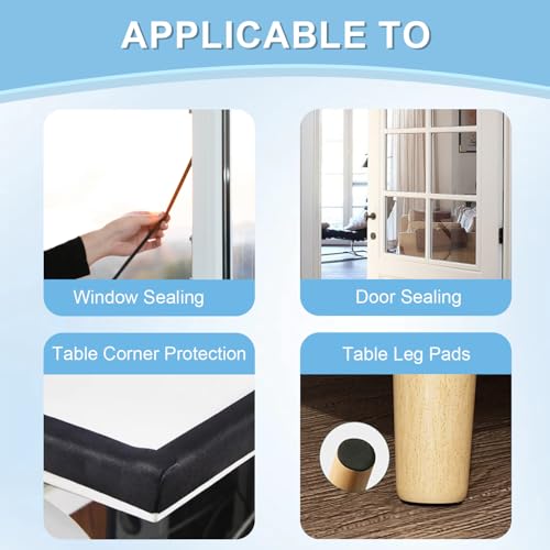 50Ft Weather Stripping Door Seal Strip, Strong Adhesive, Noise-Reduction, Weatherproof Foam Tape Insulation Weather Stripping Door Seal Foam Tape for Doors Windows 1/2 in Wide x 1/8 in Thick - size: 50FT