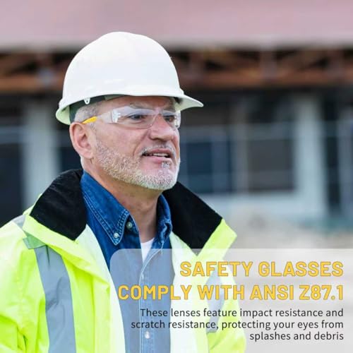 Salfboy Anti Fog Wraparound Safety Glasses Bulk, ANSI Z87.1 Certified for Construction, Yard Work, Laboratories - style: Yellow Leg