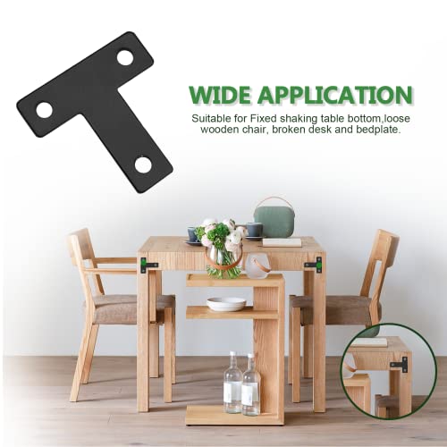 Uenhoy 20 Pcs T Shape Flat Mending Plates 40mm x 40mm (1.57" x 1.57") T Corner Braces T Bracket Connector Fixing Repair Plates for Furniture, Black - size: 40x40mm/1.57"x1.57", style: T Shape