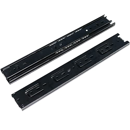 Drawer Slides 18 Inch Ball Bearing Full Extension 3 Section Slide Track Mounting Drawer Runners Slider for Cabinet Home Furniture, 2 Pack (Black 18 Inch) - size: 18 Inch