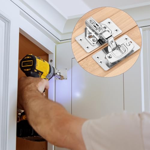 uxcell 8 Pcs 90x47mm / 3.54x1.85 Cabinet Hinges Repair Plate, Stainless Steel Hinge Repair Brackets Hinge Side for Wooden Kitchen Cupboard Furniture Door, Silver