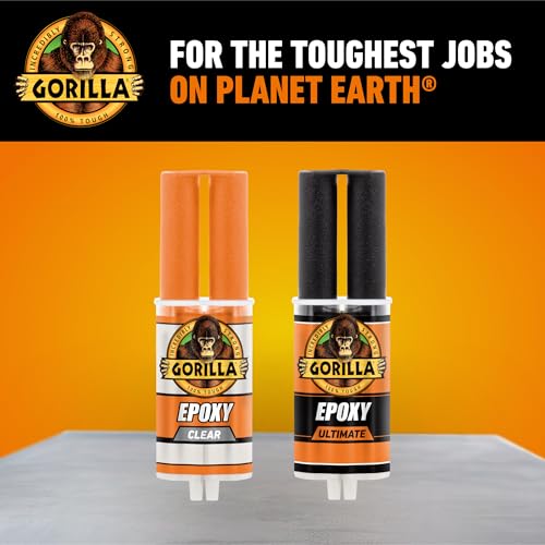 Gorilla 2 Part Epoxy (10 Pack), 5 Minute Set Syringe, 0.85 fl oz, Clear, Gap-Filling Adhesive for Metal, Wood, Ceramic, Glass and Plastics, Indoor & Outdoor Repairs - size: 10 - Pack
