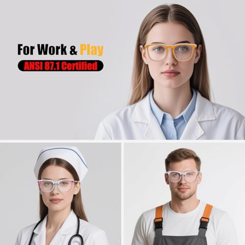 KeeiZoes Safety Glasses Anti Fog Goggles For Women, Nurses Protective Eyewear Blue Light & UV Blocking Eye Protection Glasses - color: Black + Black Leopard + Blue + Clear
