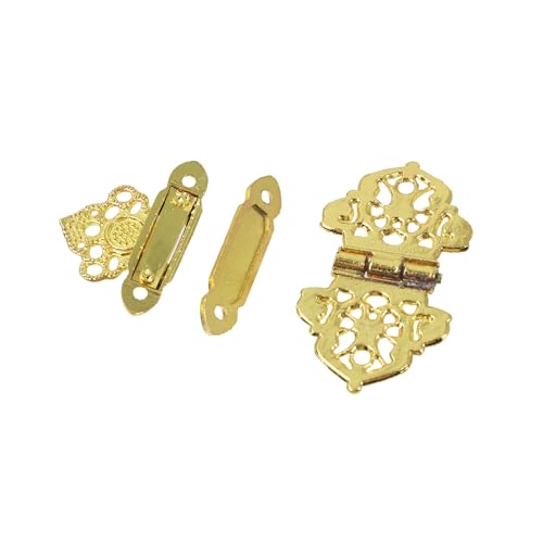 Geesatis Jewelry Box Hinges and Latches Hardware Kit, Cabinet Furniture Hinges Hasp Clasp,Golden(18Pcs) - style: C-Gold
