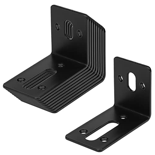 GBGS 10 Pcs Black Slotted L Bracket,Slightly Adjustable Corner Braces,Max.Load 66 lb,1/8" Thick