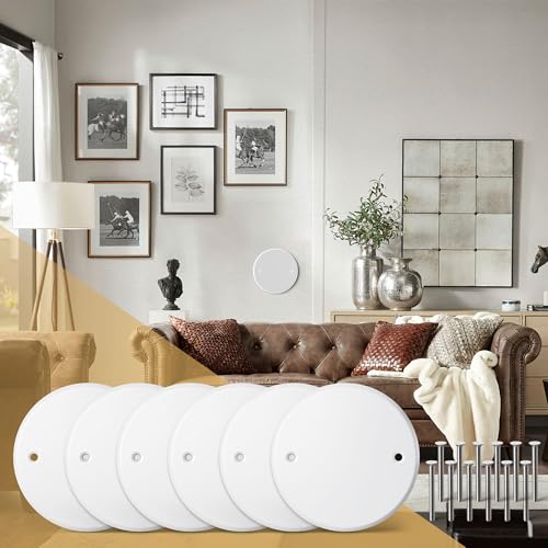 Ceiling Cover Plate,5 Inch Round Electrical Box Cover Plate for 4 Inch Electric Box,Metal Round Wall Plate for Smoke Detector,Hole Spacing 3.5 Inch - 6 Pcs(White) - color: White - 6 Pcs